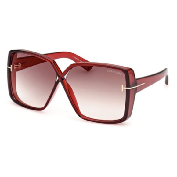 Tom Ford Yvonne Cut-Out Oversized Dark Red Frame Sunglasses 63mm NWT main image 6